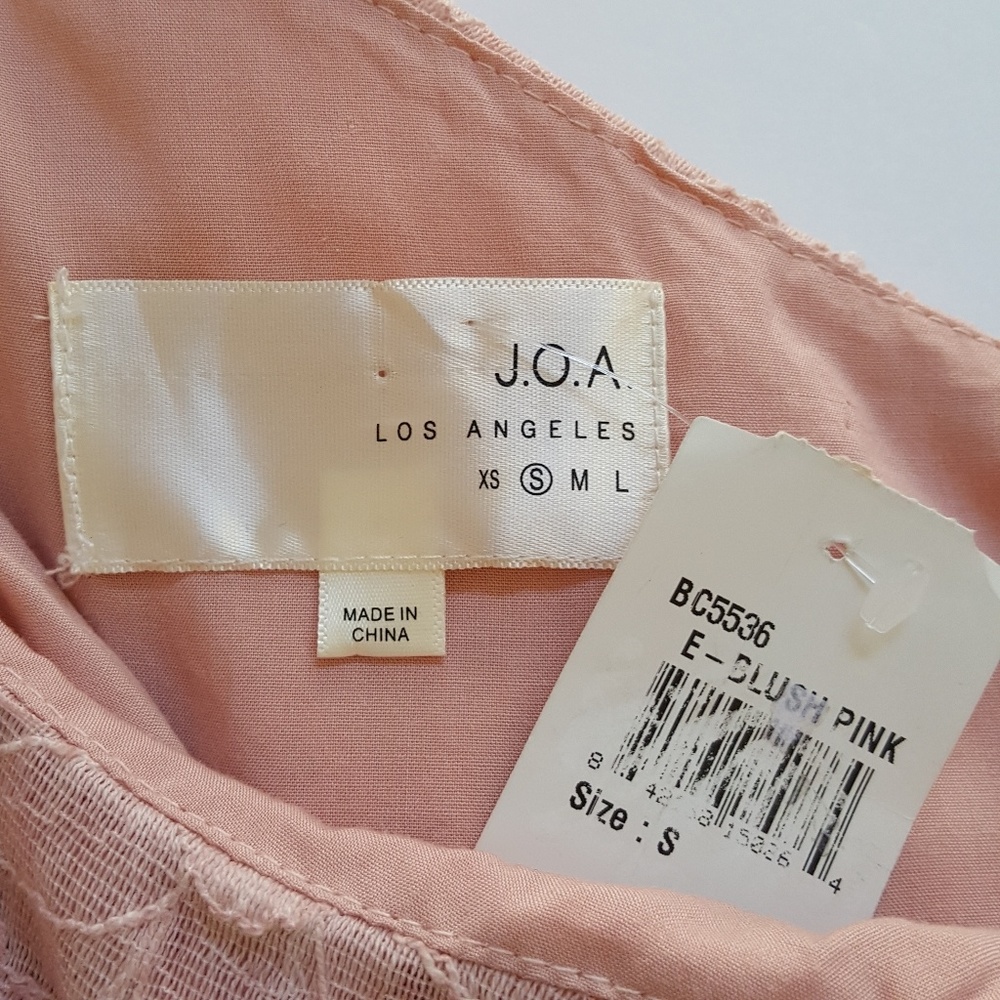 NWT J.O.A. Blush Pink Lace One-shoulder Top S - Picture 7 of 8